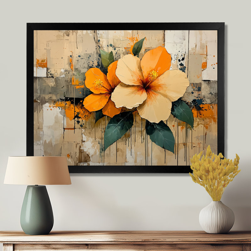 Cordaro, désert, fleur d'hibiscus II - Hibiscus, art mural, Reproduction encadrée d'une seule photo, Noir, H 12 po x l 20 po