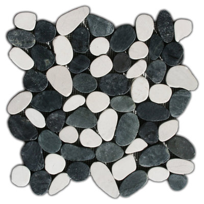 Carrelage mosaïque en pierre naturelle Ottawa imperméable noir / blanc imperméable 12 po x 12 po Ottawa