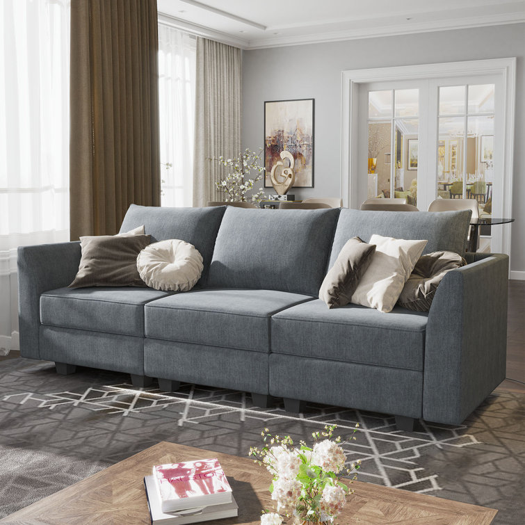 3-Seater Modular Sectional Sofa Couch With Storage Seats