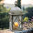 Rustic Tabletop Lantern,Candle Holders,Hurricane Lanterns With Clear Glass Panels, Farmhouse Hanging Lantern 
