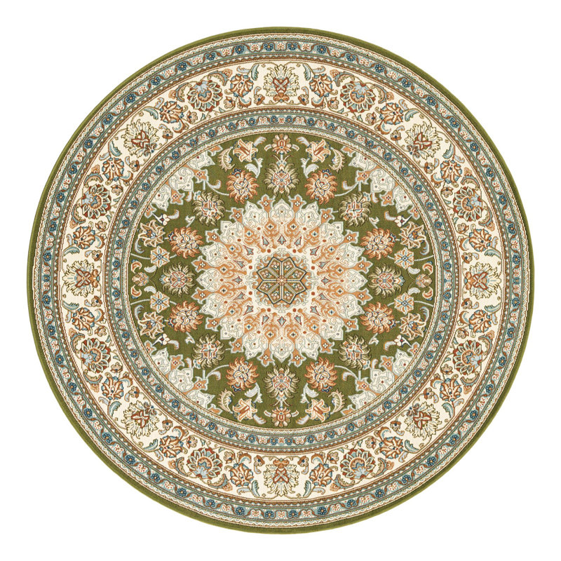 Indoor/Outdoor Traditional Area Rug, Round 6'1"