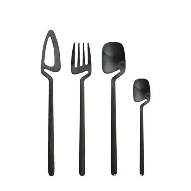 Sarah-Ann 40 Piece Stainless Steel Flatware Set Service for 8 Orren Ellis Color: Black