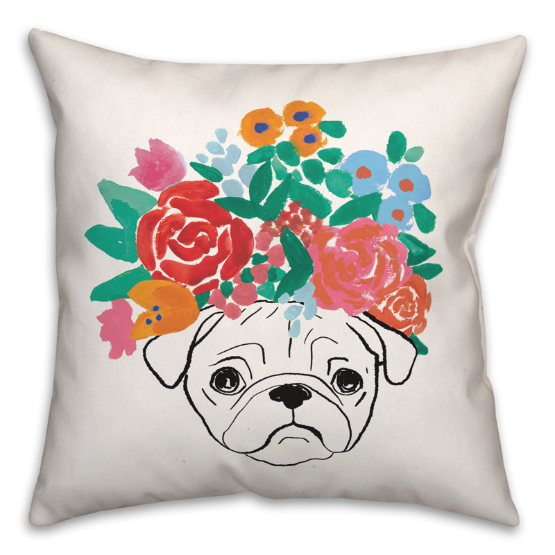 Housse et insert de coussin carré Florence Pug, H 16 po x l 16 po