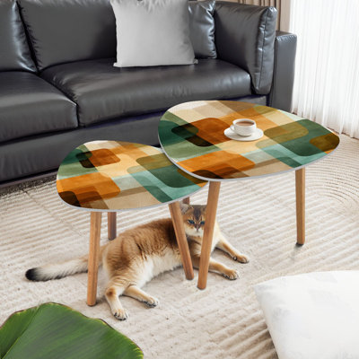 Triangle Nesting Coffee Table Set of 2 mid century style seamless End Table Modern Minimalist Side Table Set for Living Room Bedroom
