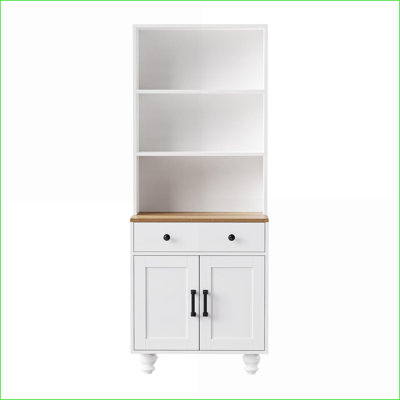Cabinets, grande armoire de rangement blanc cassé avec tablettes réglables, tiroir et amp; Ensemble anti-basculement | Cuisine | Panneau de particules