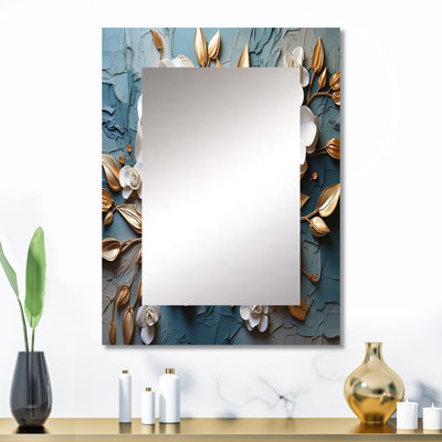 Miroir mural blanc et doré