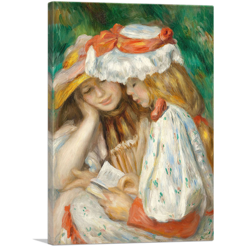 Deux filles lisant 1891 par Pierre-Auguste Renoir, reproduction d'art sur toile tendue, H 40 po x l 26 po x P 1,5 po