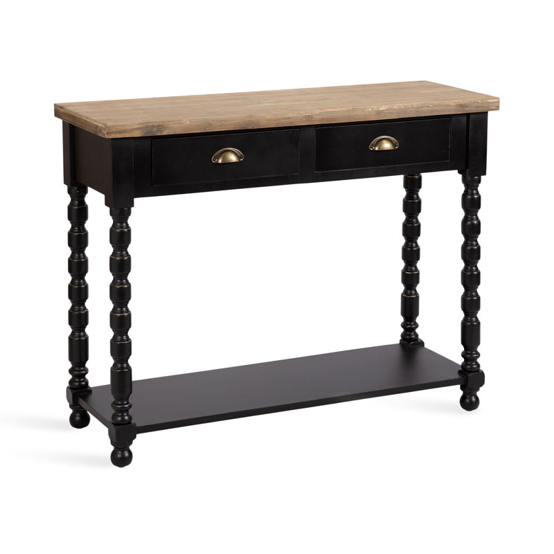 Wooden Console Table with Bonus Storage Shelf, Black