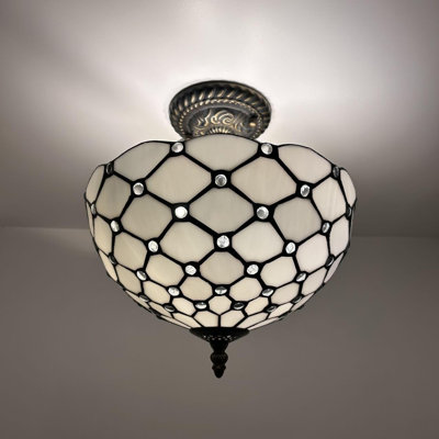 Tiffany Glass Semi Flush Mount
