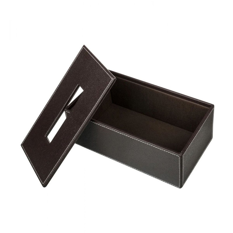 Ecopelle Tissue Box Cover, Dark Brown