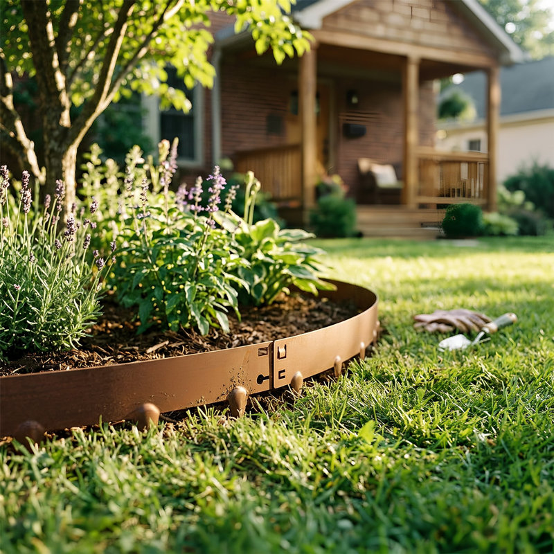 Harbour Housewares 5pc Steel Lawn Edging Set - 5m x 8cm - Rust
