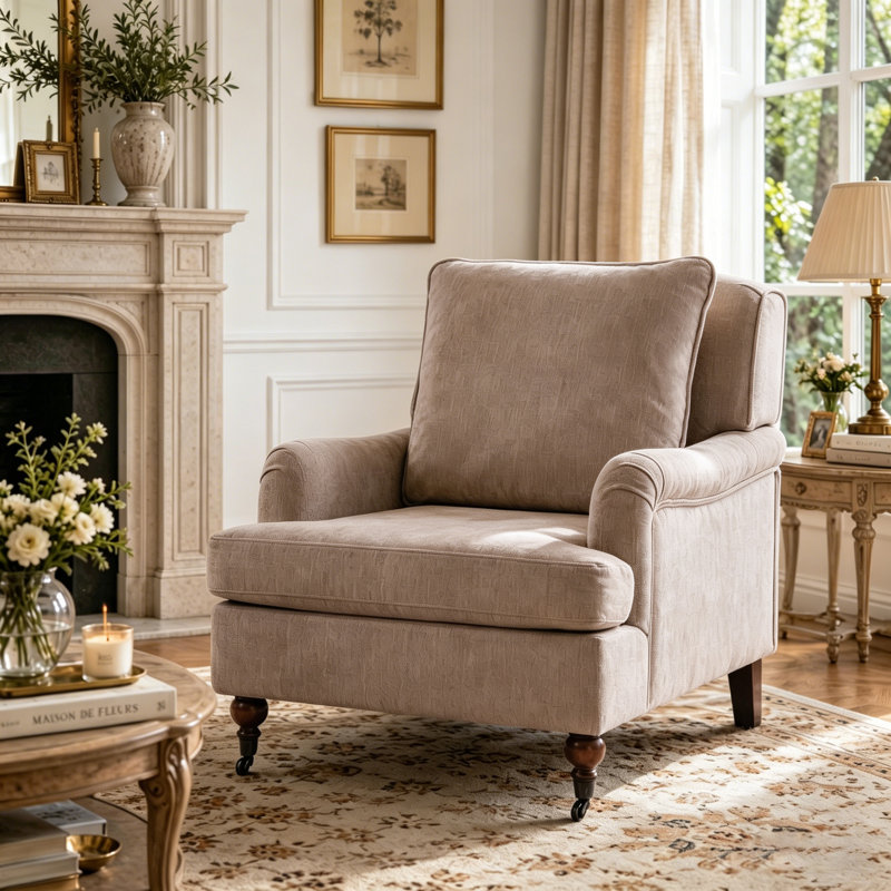 Fauteuil à roulettes English Classic, Beige, 1