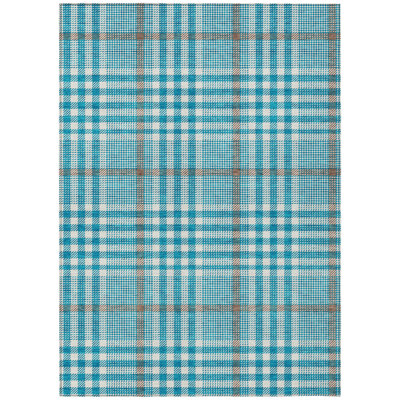 Samira Teal Washable Indoor-Outdoor Rug - 