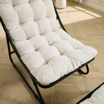Méridienne d'extérieur pour patio avec repose-pieds, fauteuil inclinable confortable avec coussin gonflable et repose-pieds, idéale pour le salon, la chambre à coucher, la structure de la salle de lecture avec coussin