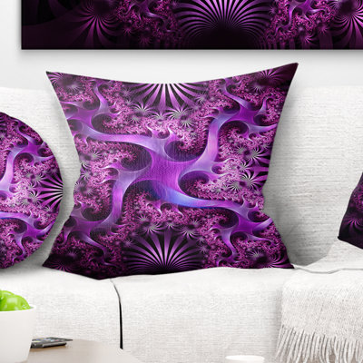 Abstract Abstract Glowing Fractal Flower Design Pillow
