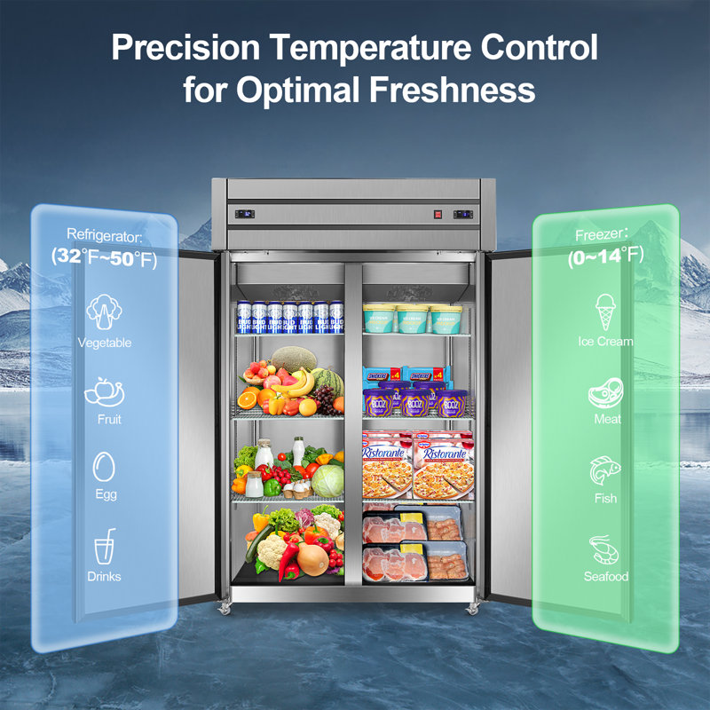 27.19 Cu Ft 770L Commercial Dual Temperature Zone Refrigerator With Built-In Freezer
