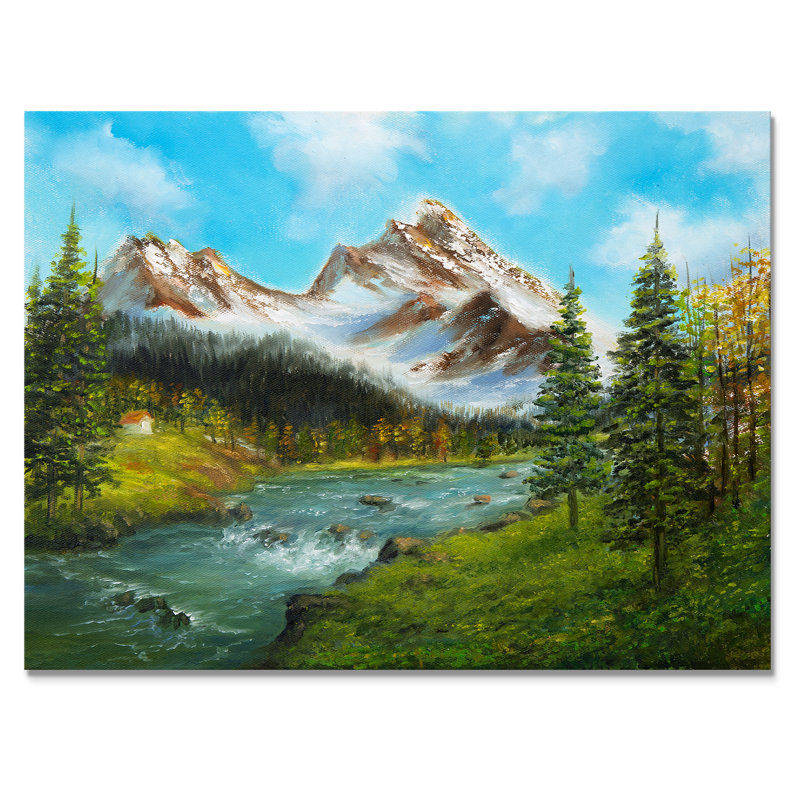«Beautiful Spring River in Mountain II», reproduction d'art sur toile, H 8 po x l 12 po x P 1 po, Toile tendue