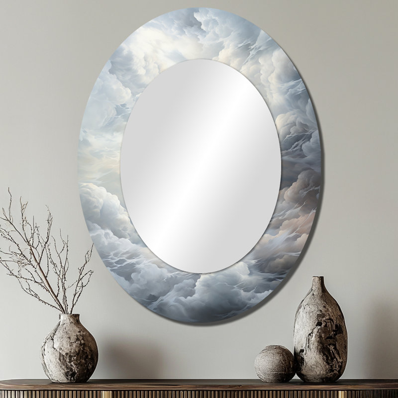 Miroir mural Clouds Whispering Clouds II - Gris, 40 po x 30 po