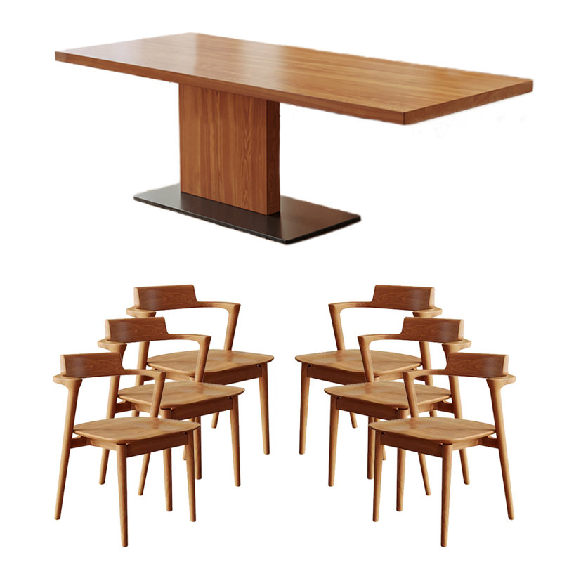 Ensemble de table de salle à manger en bois de frêne massif, H 29,53 po x L 78,74 po x l 35,43 po