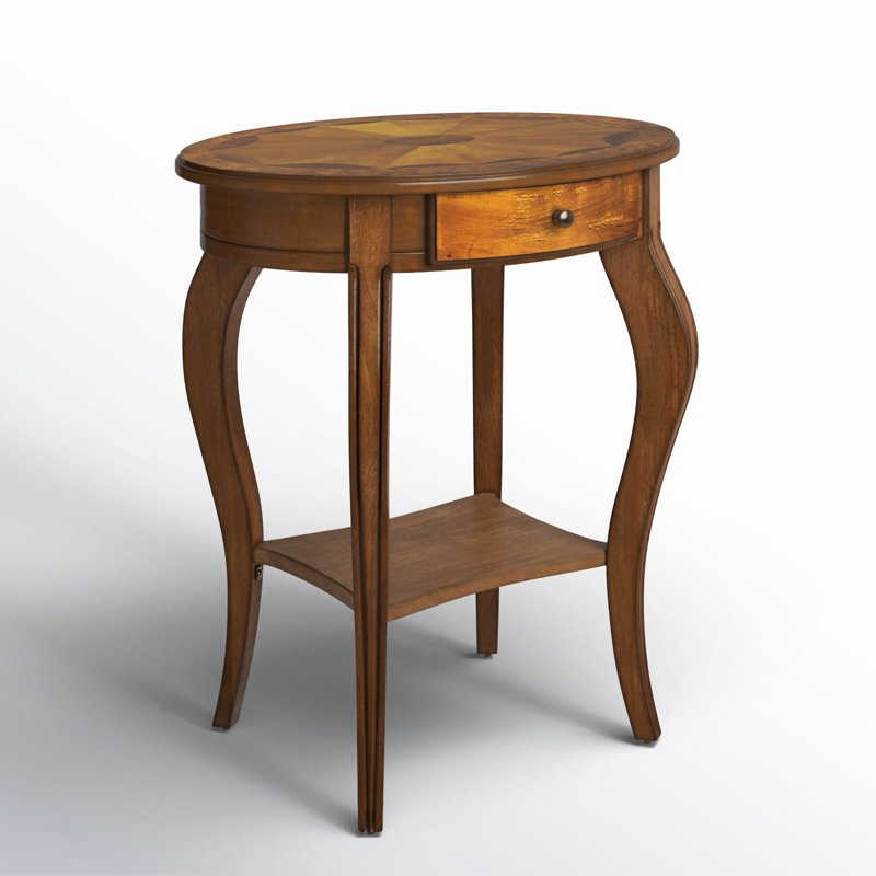 Jeanette Nouveau Oval Side Table, Olive Ash Burl