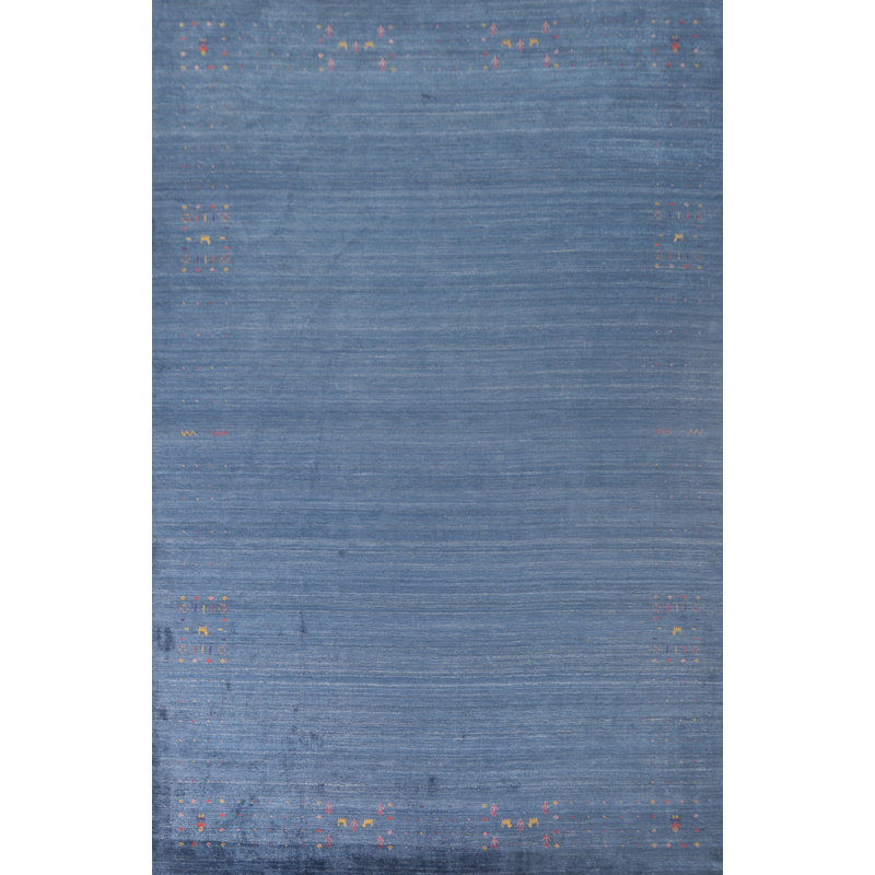 Tapis bleu fait à la main Gabbeh 9 x 13