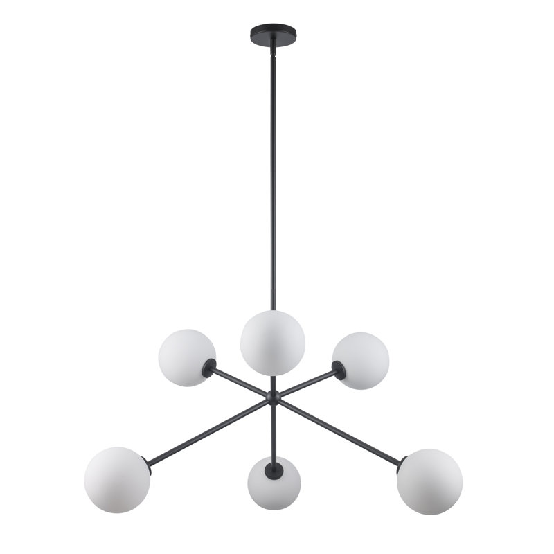 Luminaire suspendu Spoutnik à 6 lumières Minna, Noir