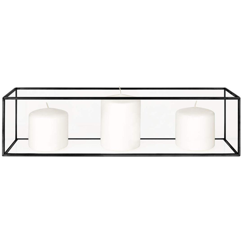 4'' H Glass Tabletop Lantern, 4" H x 16" W x 4" D