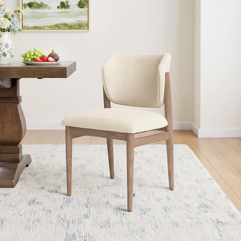 Lucille 19.5'' H Upholstered Side Chair, Irving Taupe Polyester Blend/Pecan Whitewash