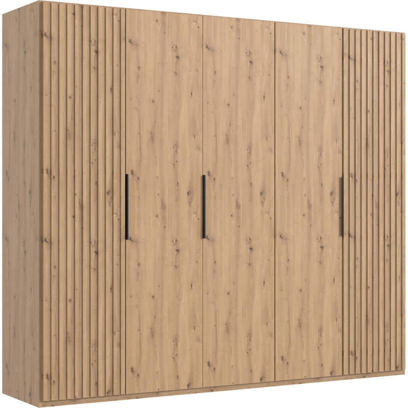 Anabelli 5 Door Manufactured Wood Wardrobe, Artisan oak