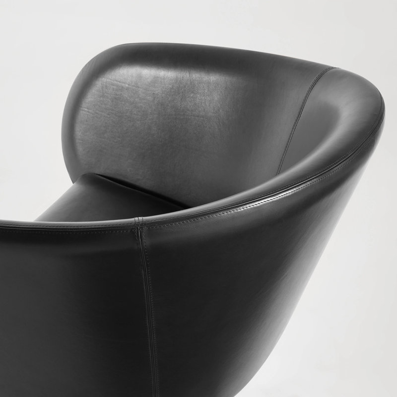 Fauteuil demi-tonneau en cuir, Cuir véritable Onyx
