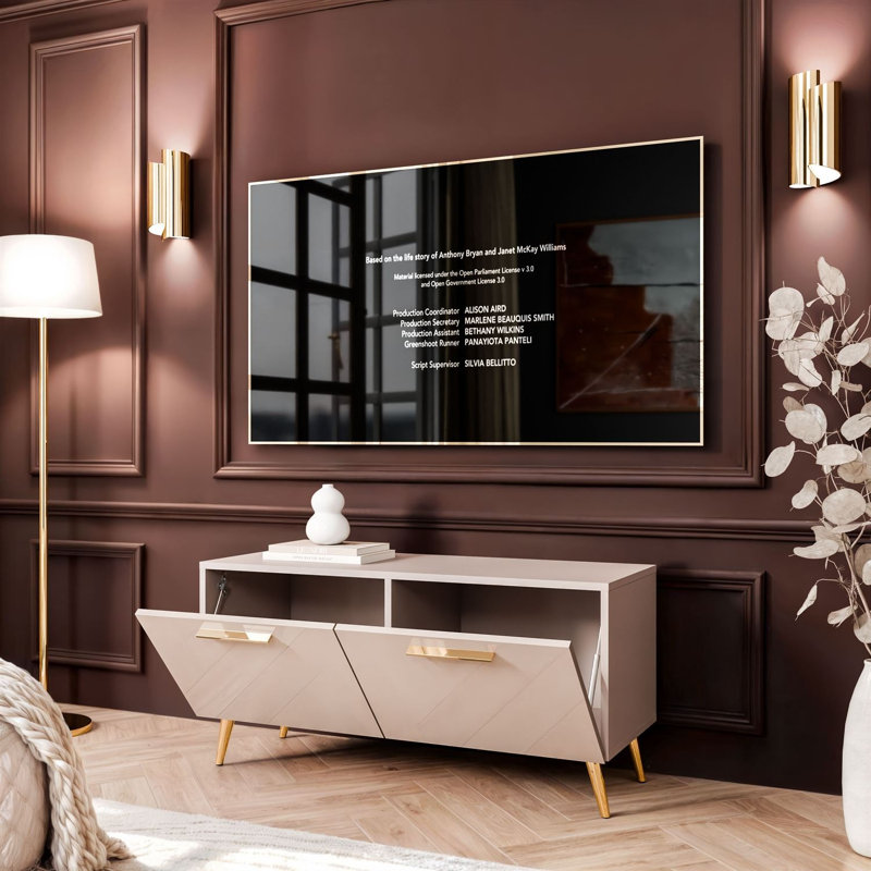 Unfinished TV Stand for TVs up to 60", Cashmere/Gold