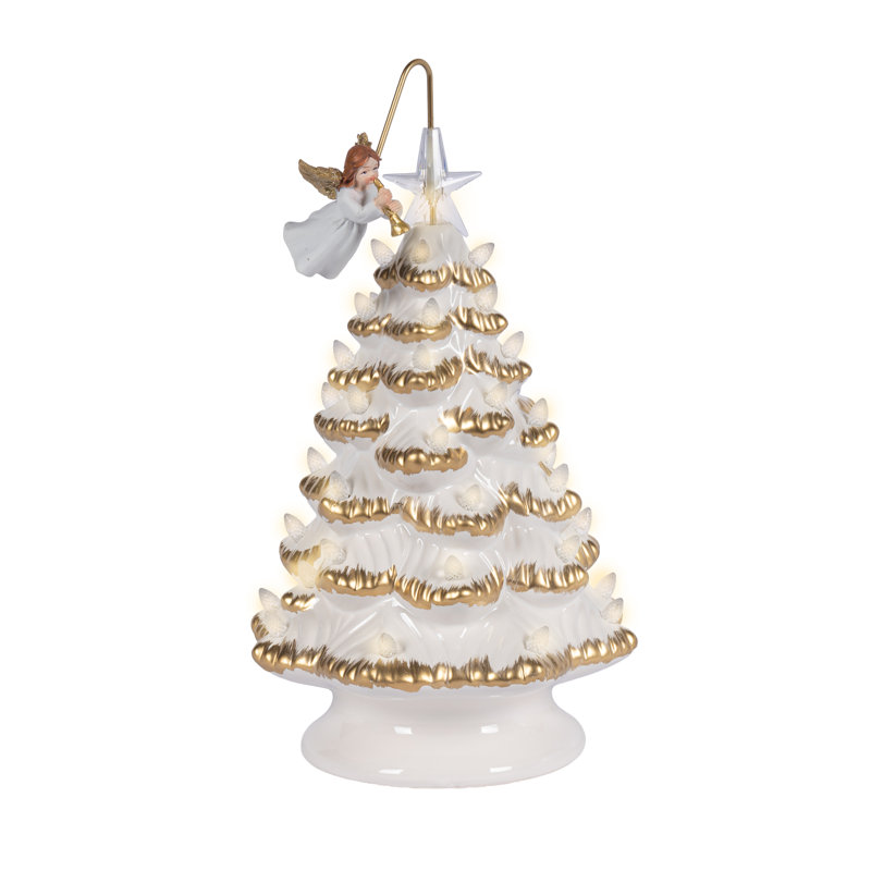 Arbre de Noël illuminé en céramique avec éclairage 12 po H