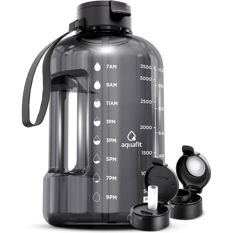 Bouteille d'eau de 1 gallon avec marqueur de temps et double couvercle