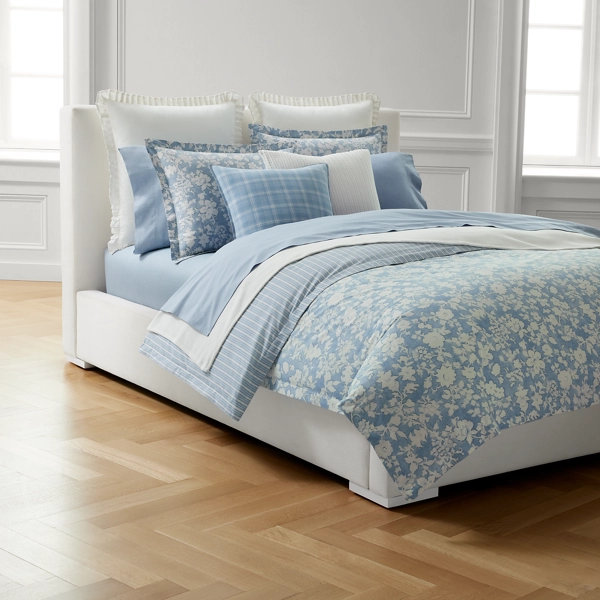 Ensemble de housse de couette Heather Blue King, Bleu, Housse de couette très grand + 2 taies décorativ