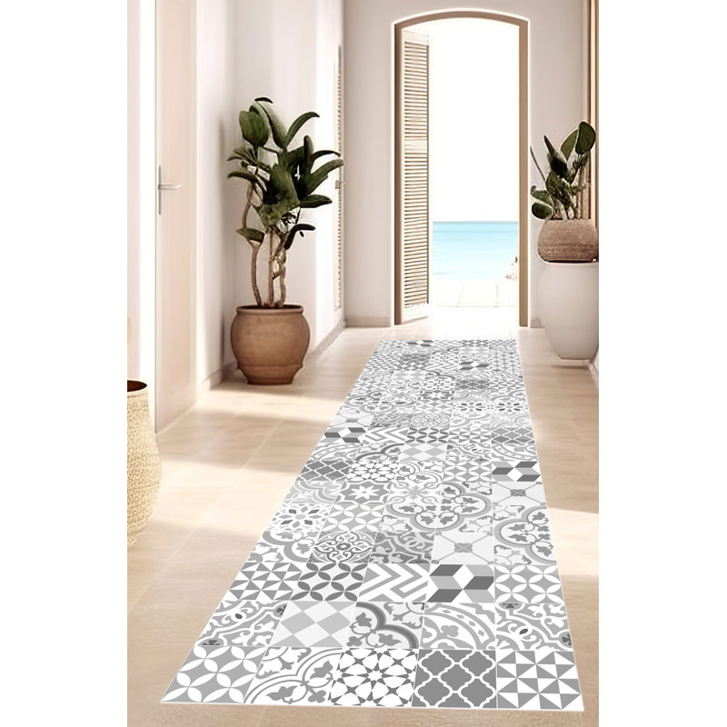 Isabel Vinyl Machine Printed Area Rug, Rectangle 2'7.5" x 9'10.1"