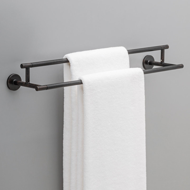 Barre à serviettes murale double 24 po pour baignoire avec quincaillerie Trinsic, Bronze vénitien
