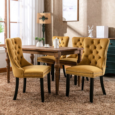 Chaise rembourrée contemporaine en velours, 2 pièces, doré, Sw2001gl - Tissu épais et luxueux pour un look élégant avec un revêtement doré, un dossier confortable