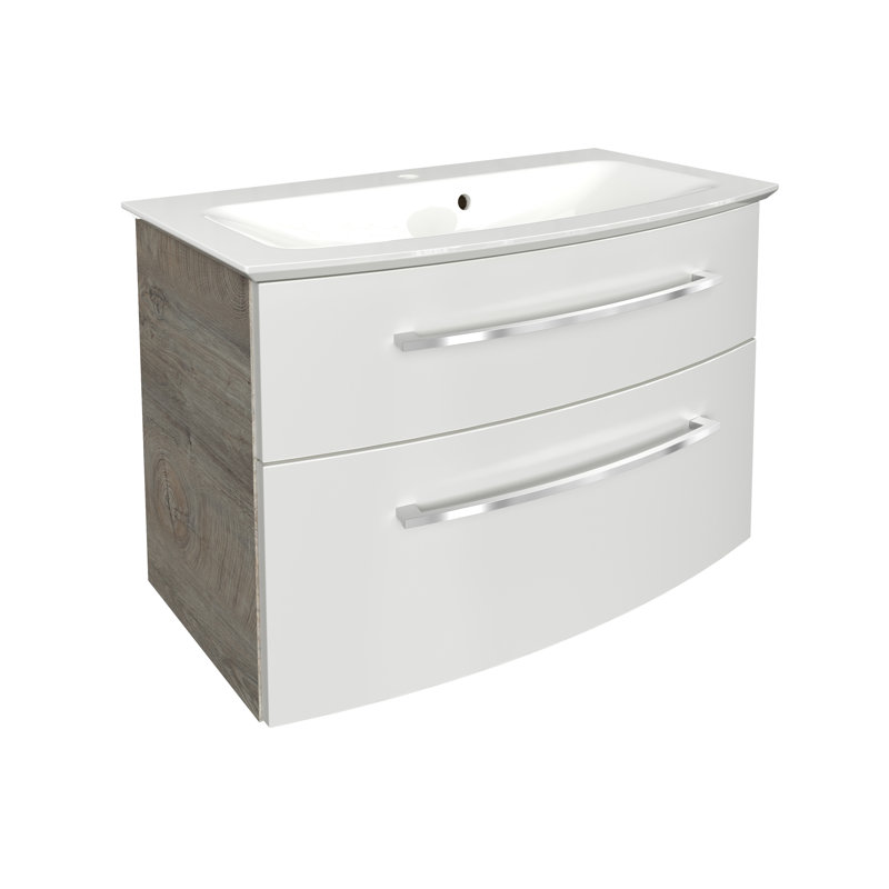 Bathroom Furniture Set, Medium wood tone/White