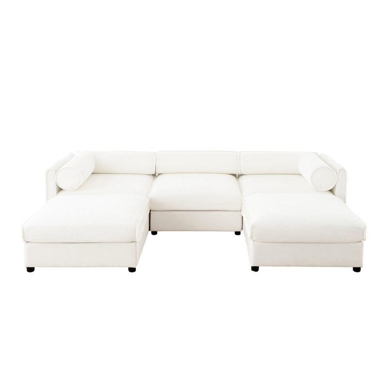 Élégant chenille en forme de U avec rangement - doux et pour un look gracieux, Blanc