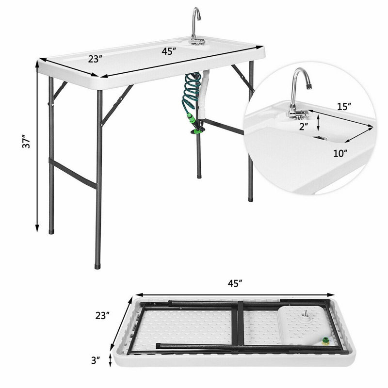 Geatano Rectangular Metal Folding Outdoor Camping Table , 45'' in. W 23'' in. D