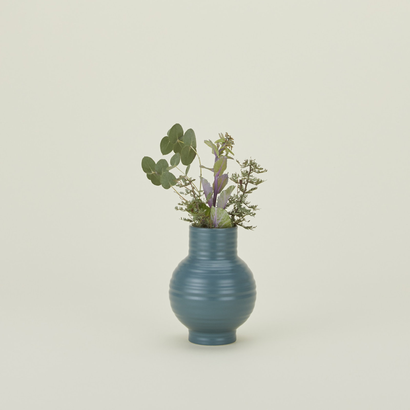 Essential Stoneware Table Vase, Blue, 6" H x 4.5" W x 4.5" D