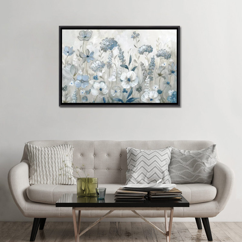 Cool Blue Field - reproduction d'art murale encadrée, H 32 po x l 48 po, Reproduction encadrée sans passe-partout