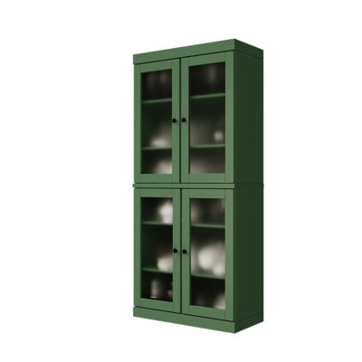 Garde-manger 100% bois massif 32 po avec portes en verre givré et tablettes réglables