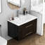 Meuble-lavabo mural de 30 po avec lavabo combiné, double tiroir, lavabo en céramique, longue poignée en métal, installation facile-125515260
