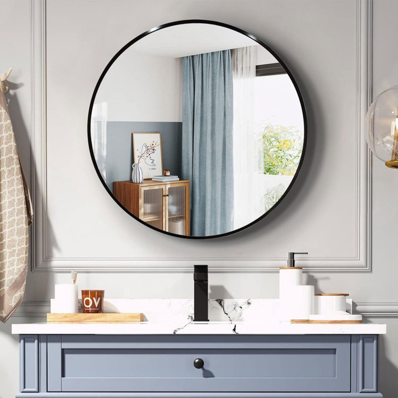 Miroir de salle de bain 36 po, Noir, 36 po x 36 po