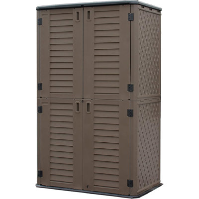 Remise de rangement extérieure, armoire de rangement verticale verticale imperméable de 66 pieds cubes, remise à outils extérieure en résine