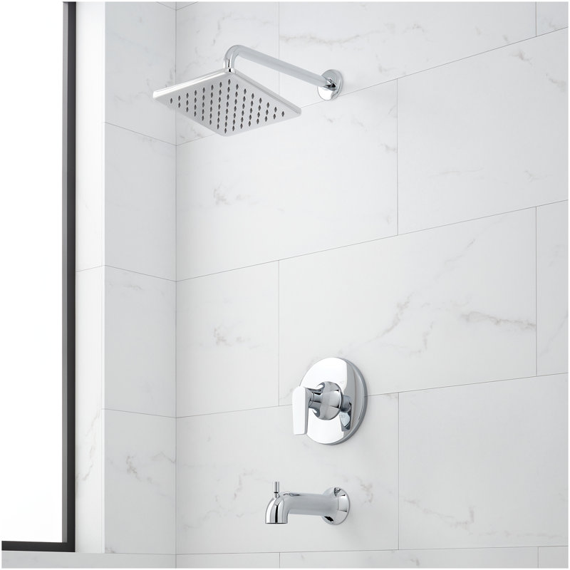 Berwyn Pressure Balance Tub and Shower System - Chrome, Chrome