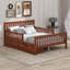 Wood Platform Bed With Guardrails On Both Sides And Two Storage Drawers-115223134