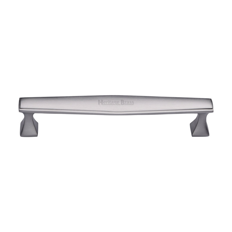Heritage Brass Heritage Cabinet Pull Deco Design, Satin Chrome, 2.5cm H x 17.7cm W x 3.5cm D