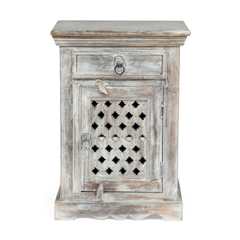 Table de chevet en bois avec 1 tiroir et 1 porte